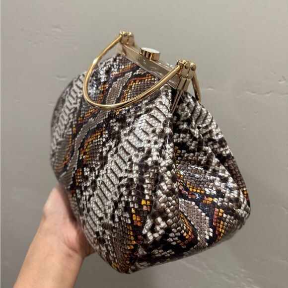 Unique Design! Genuine Cowhide Snake Skin Embossed Top Handle Bag/Crossbody - Picture 7 of 13